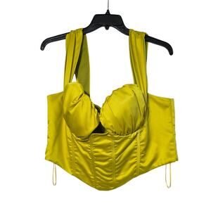 PrettyLittleThing chartreuse corset satin paneled‎ cup NWT plus size 18
